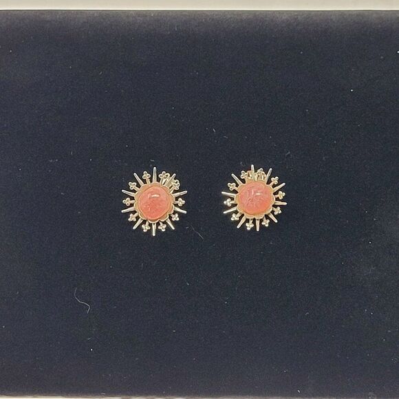 Vintage 60s Pink Quartz Sunburst Satellite Clip-On Earrings Silver Tone Glam - Picture 5 of 8